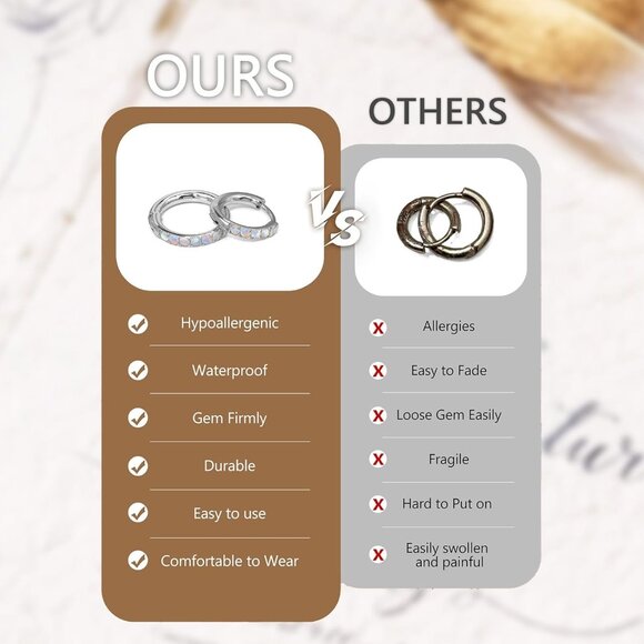 Dainty Opal Hoop Earrings: Medical-Grade Steel for Safe and Stylish Piercings - Picture 6 of 7